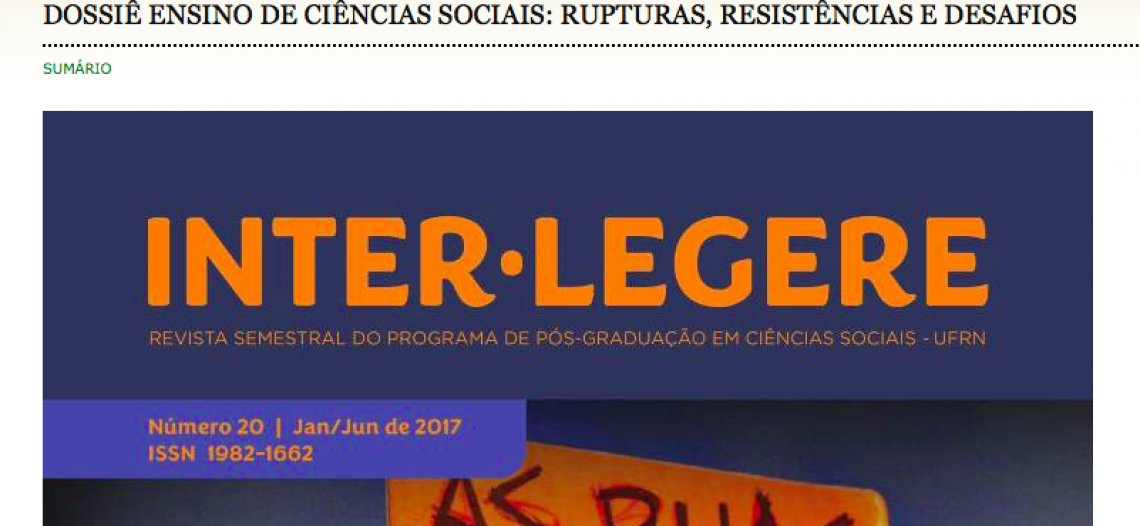 Revista Inter-legere lança dossiê de ensino de Sociologia
