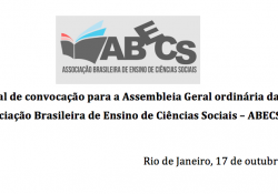 Edital de convocação para a Assembleia Geral ordinária da Associação Brasileira de Ensino de Ciências Sociais – ABECS